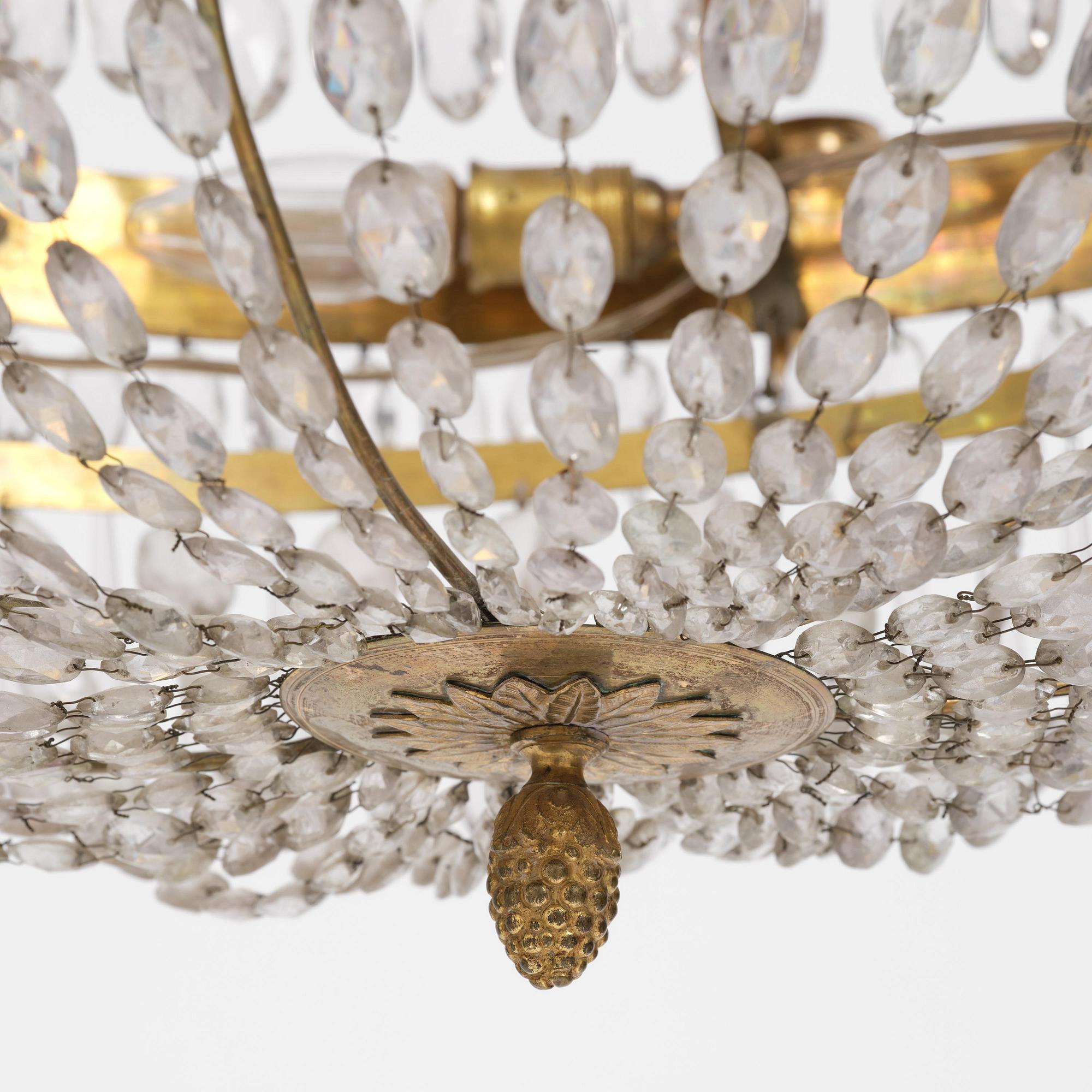A Swedish Empire twelve-branch chandelier, Stockholm, early 19th century.