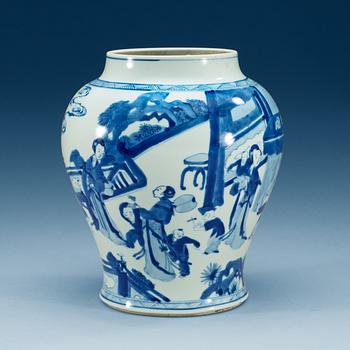 A blue and white jar, Qing dynasty, Kangxi (1662-1722).