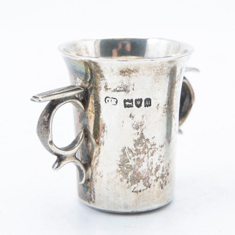 Cups, 6 pcs, silver, England, 19th century.