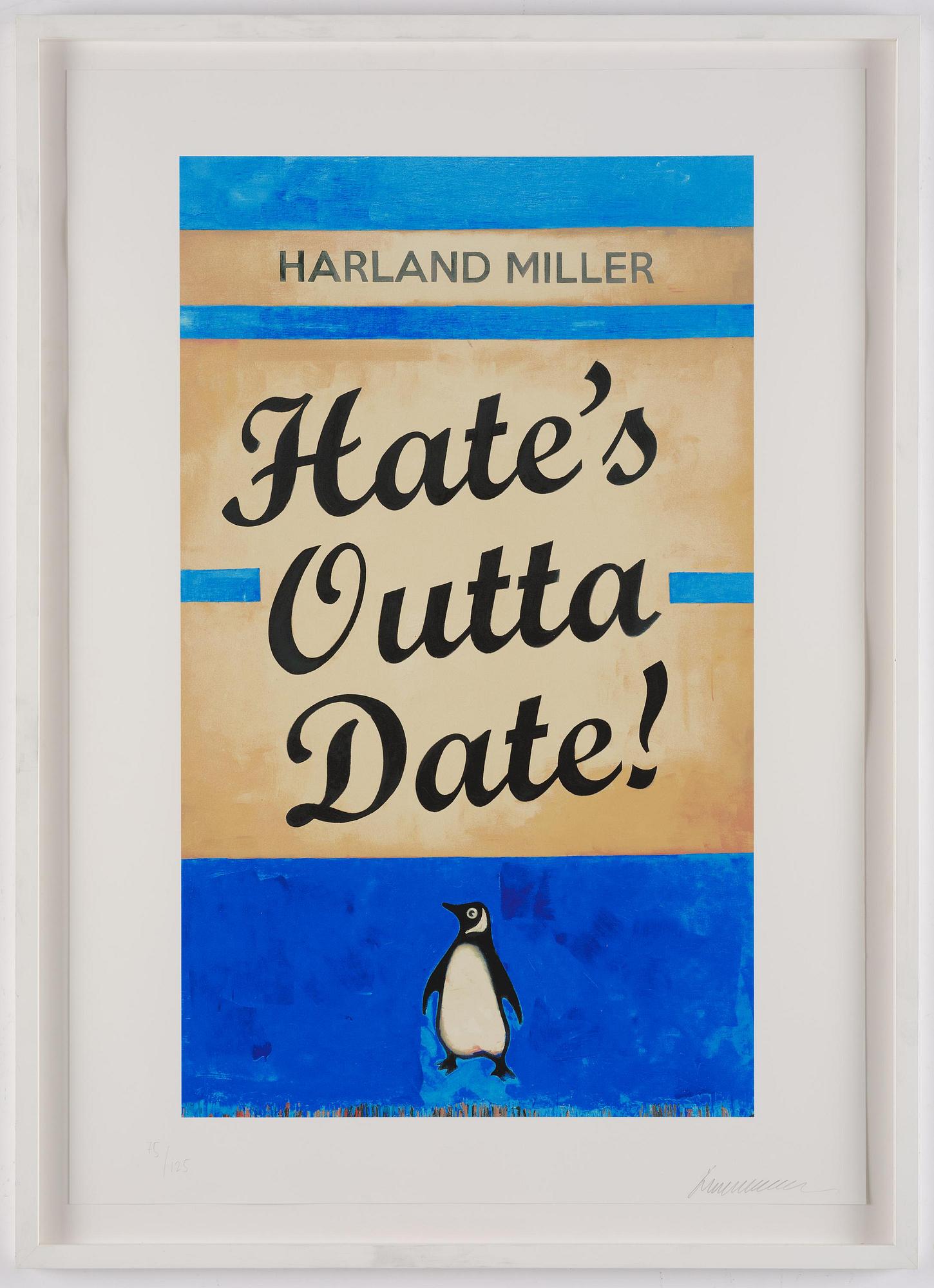 Harland Miller, "Hate's Outta Date (Blue)".
