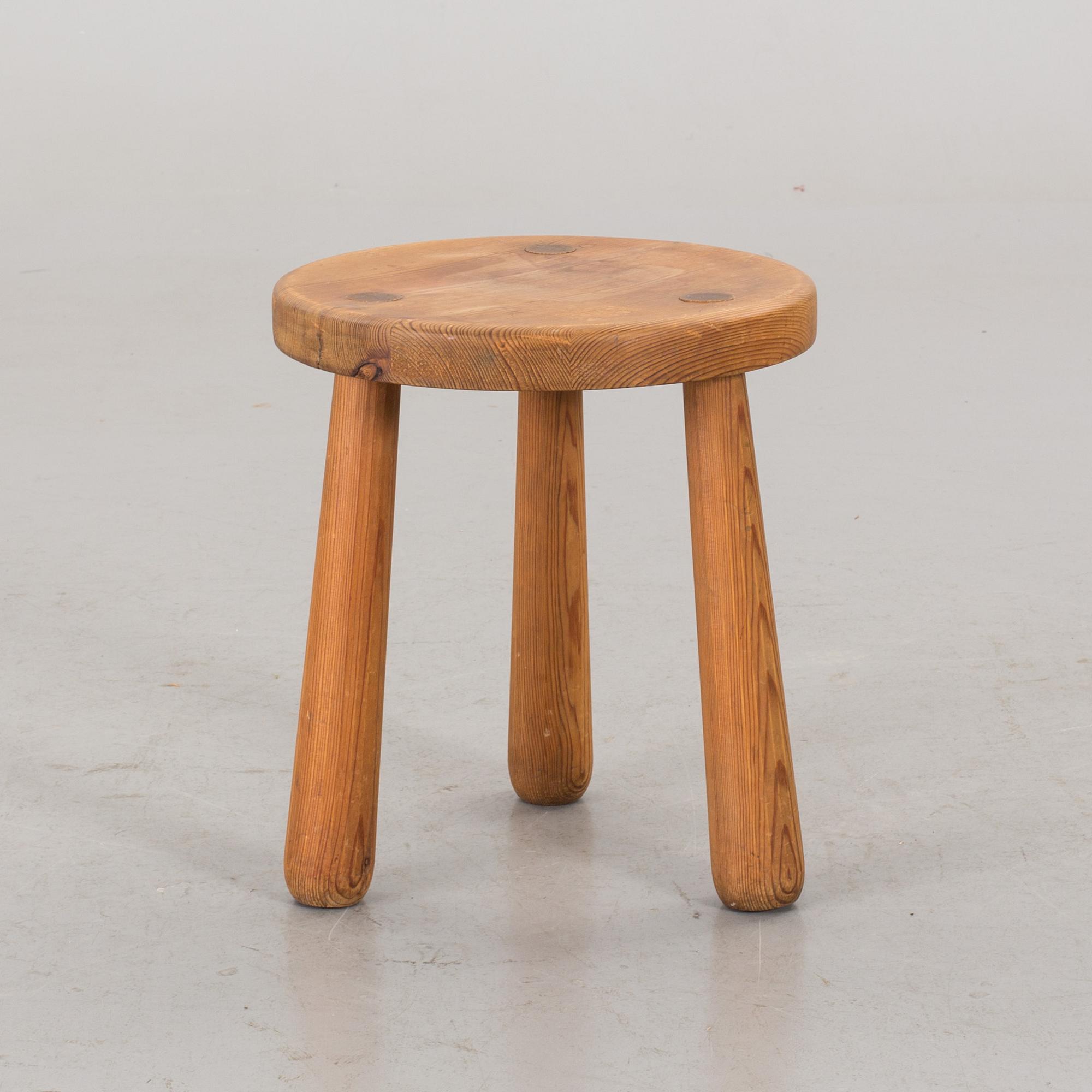 Axel Einar Hjorth, a stained pine 'Utö' stool, Nordiska Kompaniet, Sweden, 1930's.