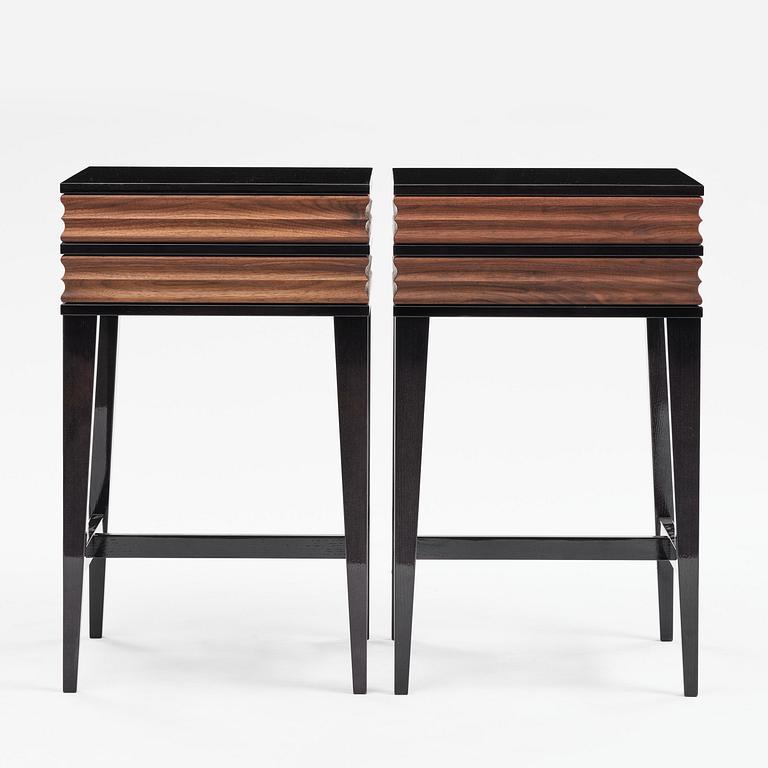 Attila Suta, a pair of bedside tables, executed in his own studio, Stockholm, 2025.
