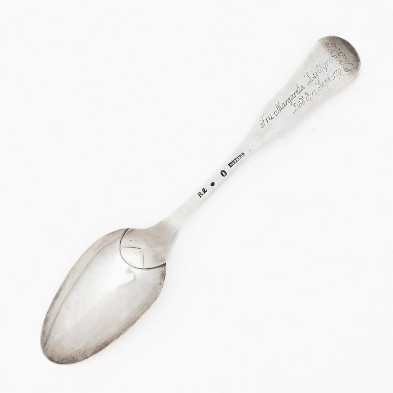 A Swedish silver spoon, mark of Simson Ryberg, Stockholm 1799.