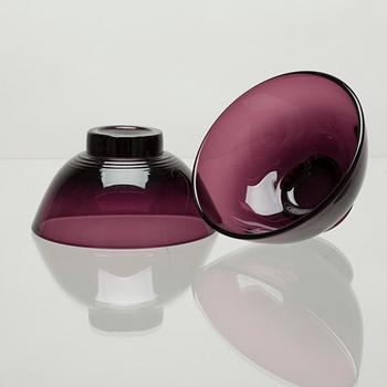 DESSERTSKÅLAR, 8 st, glas, Karhula-Iittala, 1900-talets mitt.