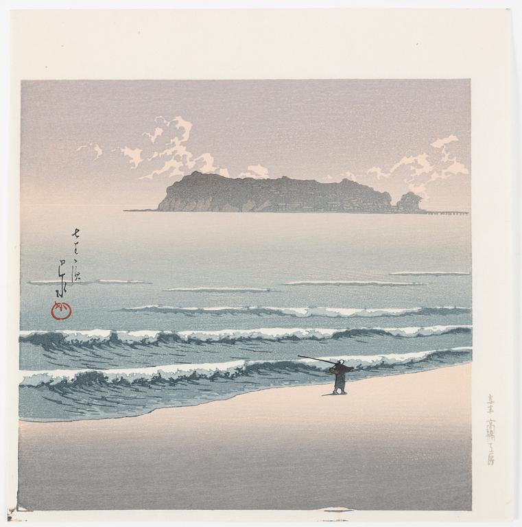 Kawase Bunjiro Hasui, after, "Seven-Mile Beach" (Shichiri-ga-hama), later part of the 20th century.