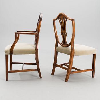 A set of 4+2 English 20th century chairs in  Hepplewhite style.