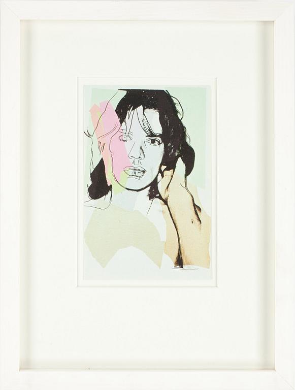 ANDY WARHOL, efter, färgoffsettryck, ANNOUNCEMENT CARD, Mick Jagger, 1975.