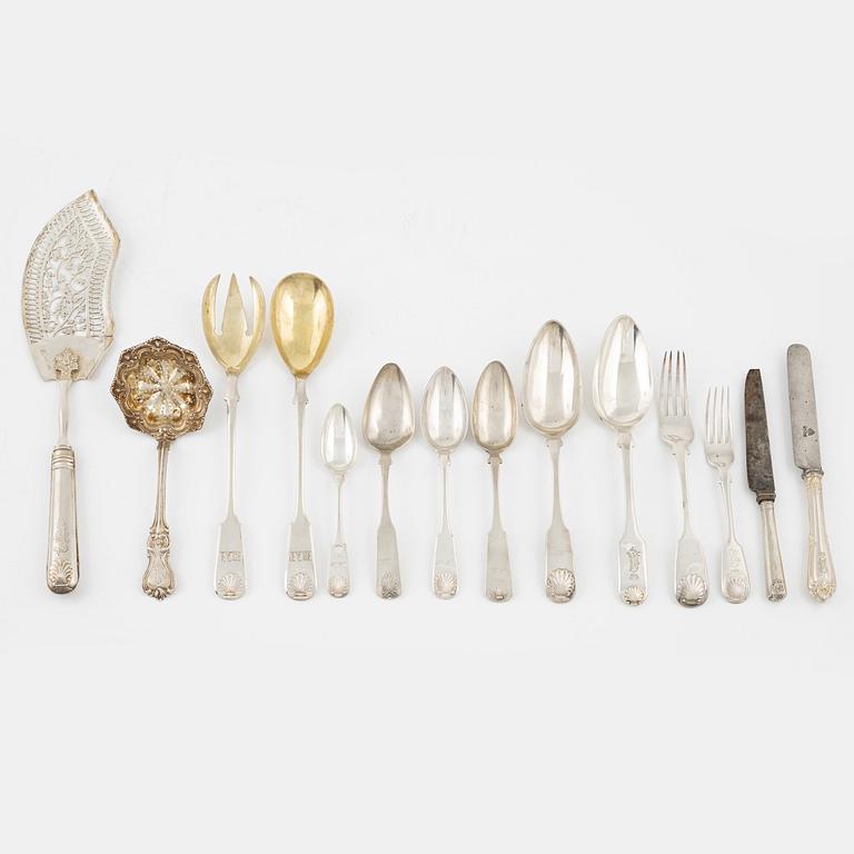 A set of Finnish and Russian silver cutlery, (36 pieces).