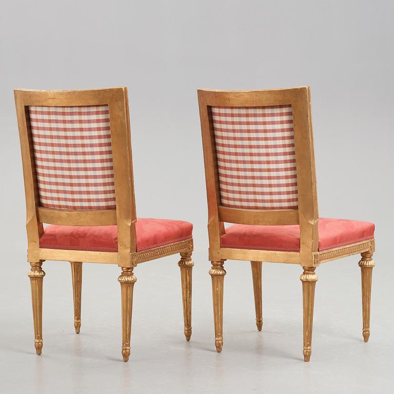 A pair of Gustavian late 18th century chairs by av Erik Öhrmark (master in Stockholm 1777-1814).