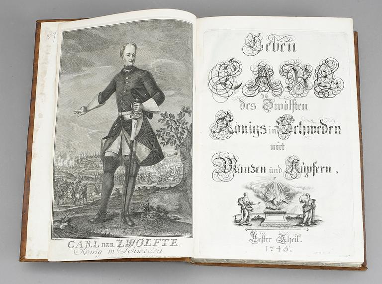 JÖRAN NORDBERG, LEBEN CARL DES ZWÖLFTEN, KÖNIGS IN SCHWEDEN, MIT MÜNZEN UND KUPFERN. 1-3. 1745-52.