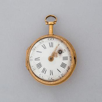 FICKUR, 18 k. Otydliga stämplar, 1800-talets första del. Vikt tot ca 44 g.
