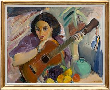 Svante Bergh, Kvinna med gitarr (Konstnärens hustru Aloisi).
