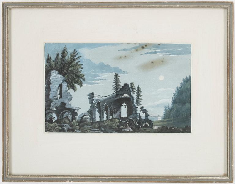 CARL GUSTAF ULFSPARRE AF BROXVIK, Akvareller/Gouacher, 4 st, en signerad CGU och daterad 1847.