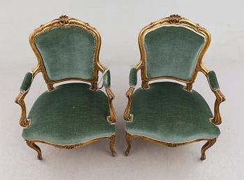 KARMSTOLAR, 1 par, rokokostil, 1900-talets första hälft.