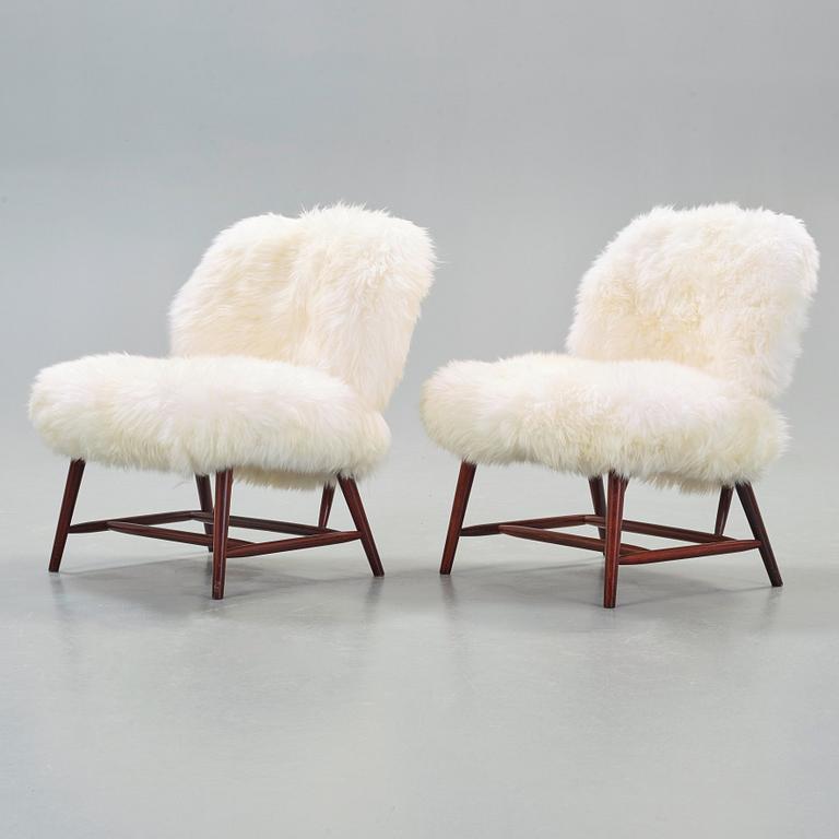 A pair of Alf Svensson 'TeVe' easy chairs, Studio, Ljungs Industrier, Sweden 1950's.