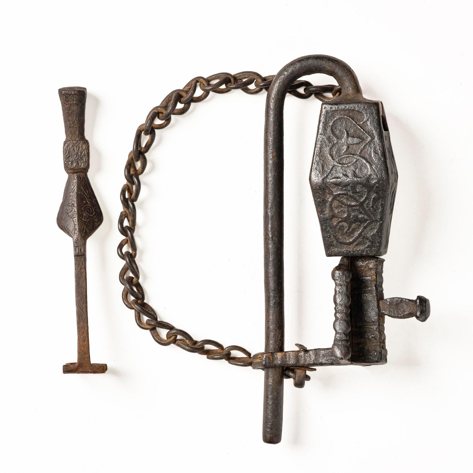 A cast Iron 'Temple lock', Nepal, 19th century.