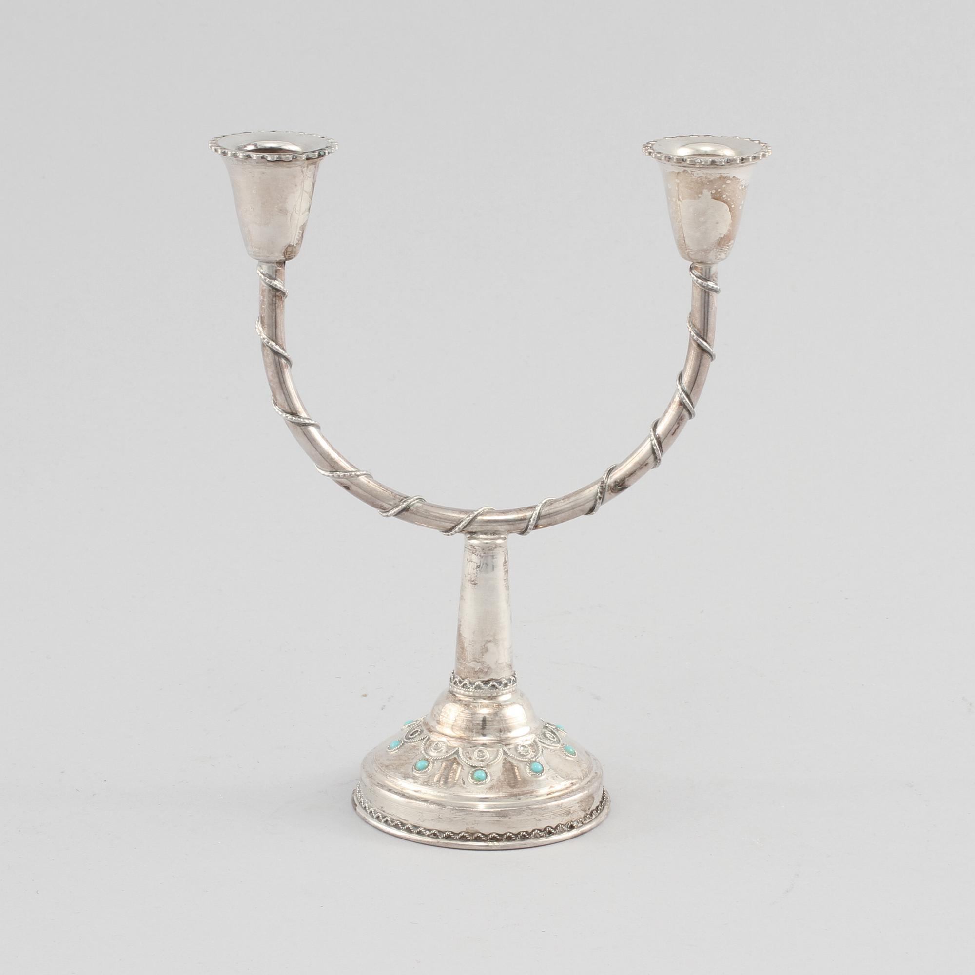 CHANUKKA MENORAH, silver, Israel, 1900-tal. Vikt ca 108 g.