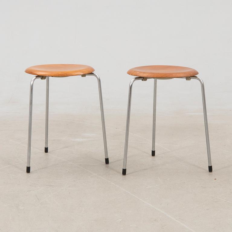 Arne Jacobsen, two stools, "Dot" for Fritz Hansen, Denmark, 1970.