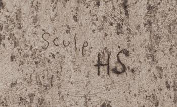 Hugo Simberg, linjeetsningar, 2 st. Den ena plåtsignerad.