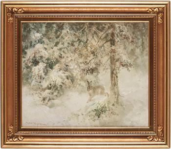 Mosse Stoopendaal, "Hare i skog" (Hare in the woods).