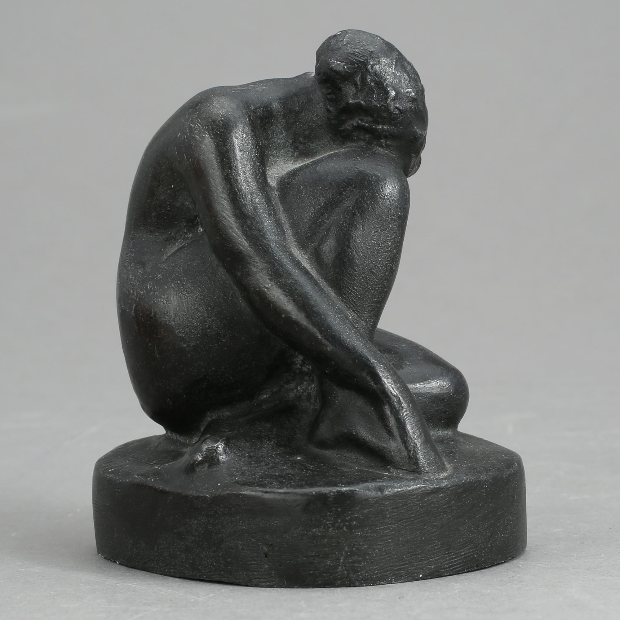 SKULPTUR, Halvar Frisendahl, patinerad metall, signerad 1917.