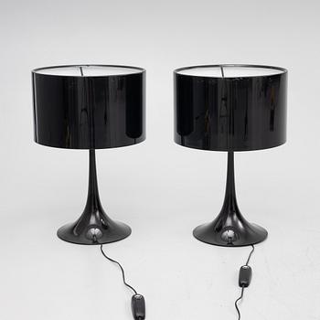 Sebastian Wong, table lamps, a pair, Spun Light T2, Flos, Italy.