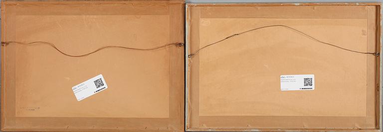 KOPPARSTICK, 2 st, kolorerade, 1700-tal.