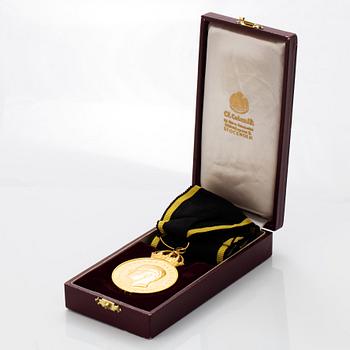 Medalj, Kunglig, "För trohet och flit", 23K och 18K guld, af Kongl. Sällskapet Pro Patria, 1974.