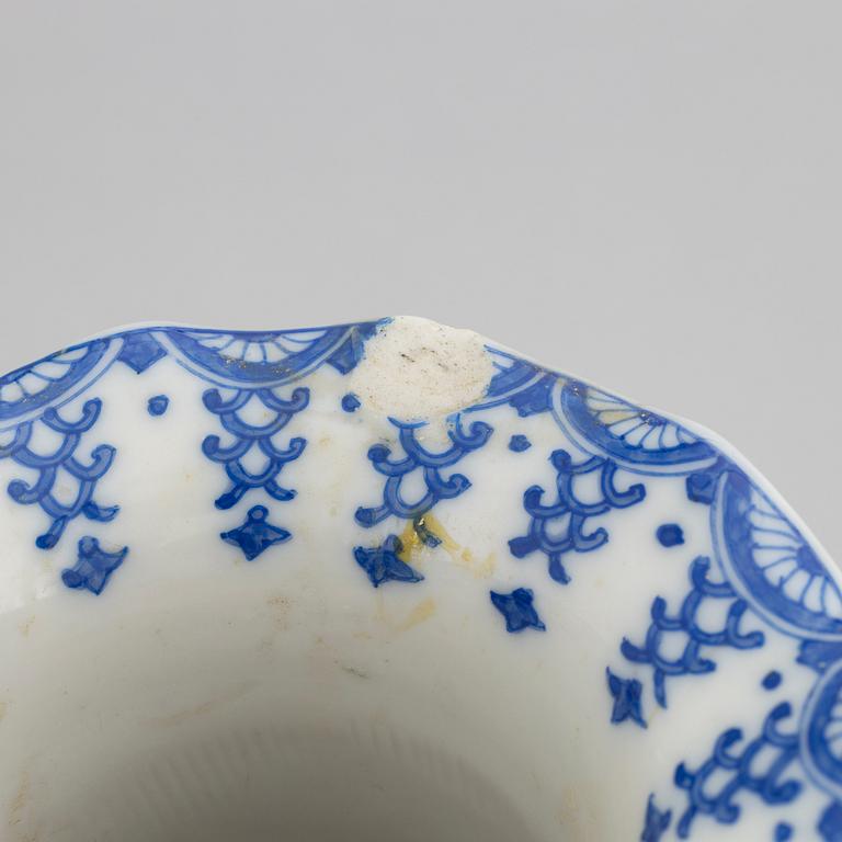 A Japanese blue and white porcelain vase, presumably mid 20th Century.