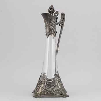 Württembergische Metallwarenfabrik, an Art Nouveau silver plated claret jug, early 20th Century.