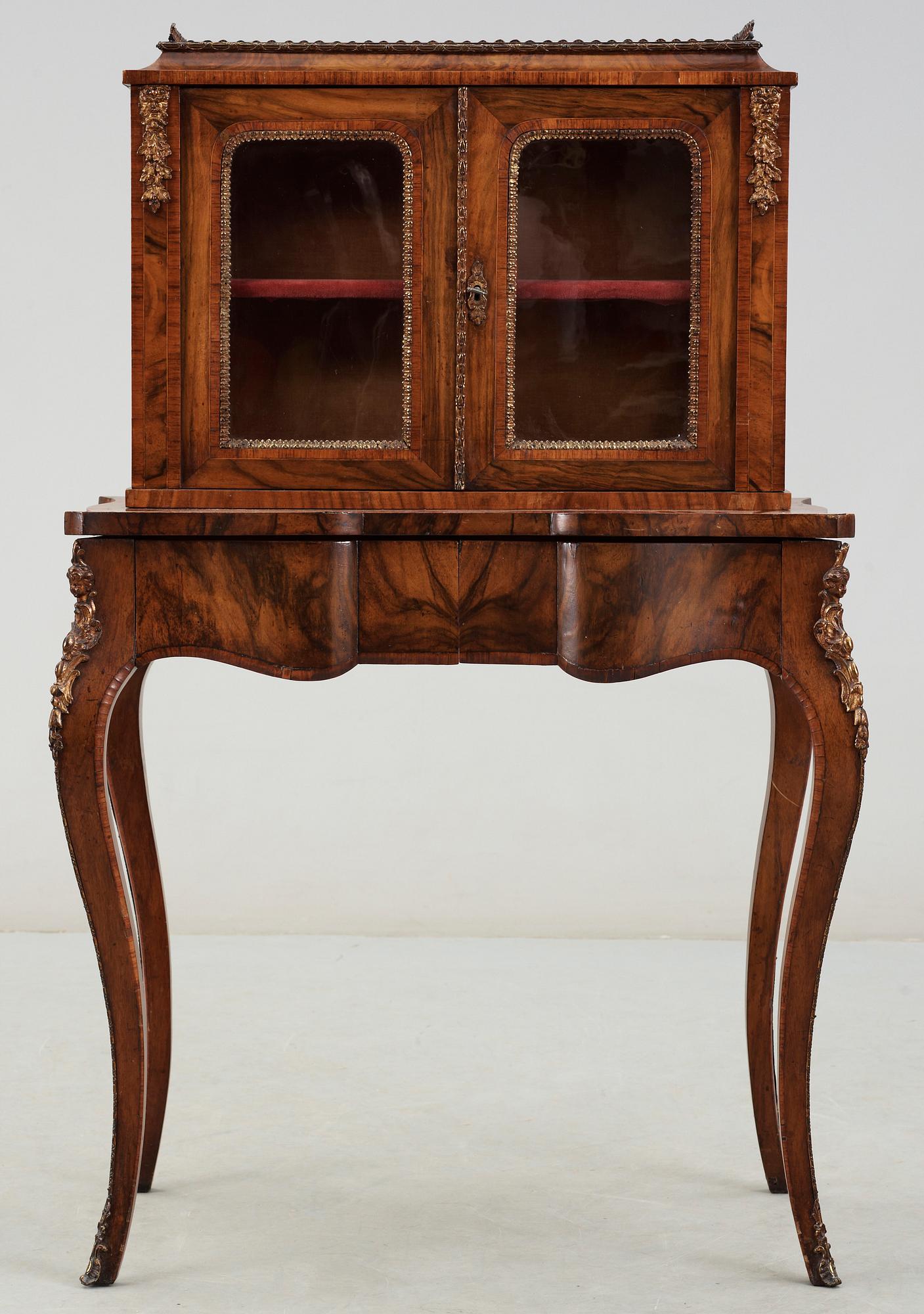 BORD med VITRIN, rokokostil, 1800-tal.