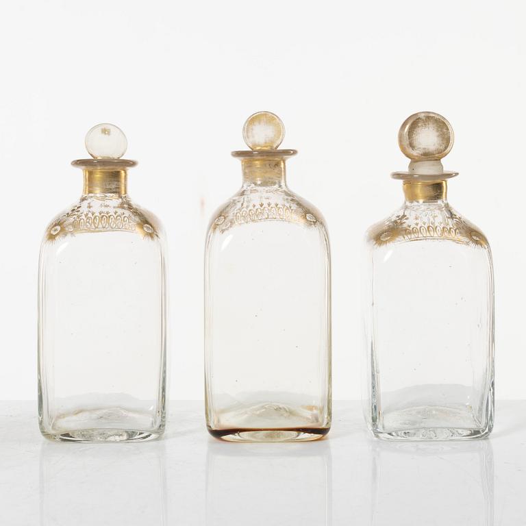 A box with bottles, late Gustavian, circa 1800.