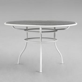 OLLE REX, a white lacquered steel garden table with a grey slate top, Svenskt Tenn Sweden, post 2003.