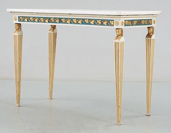 KONSOLBORD, av Pehr Ljung (1743-1819) bildhuggare i Stockholm, samt en SPEGEL. Sengustavianska.