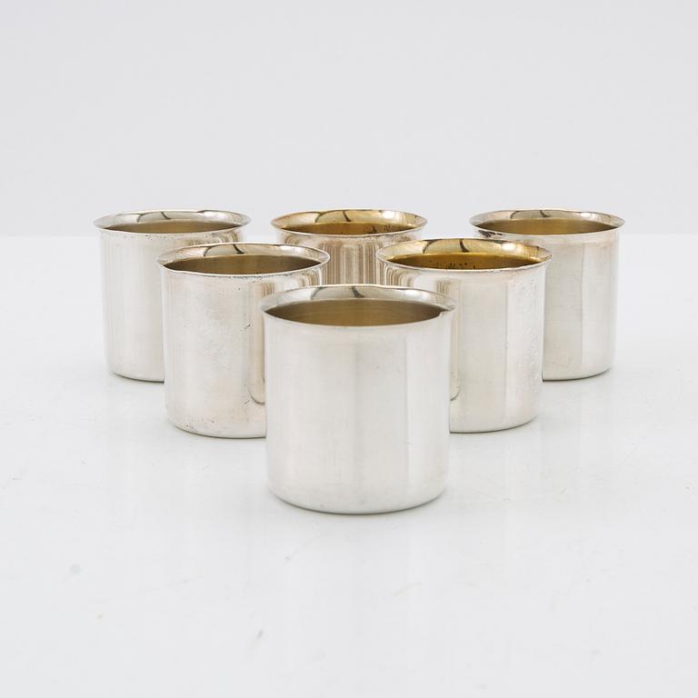 Cups, 6 pcs, silver, GAB, Stockholm, 1967-1971.