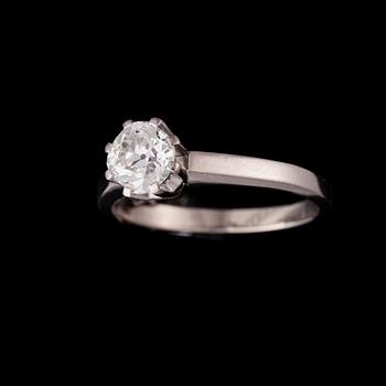 RING, 18K vitguld, briljantslipad diamant 1,14 ct, kulett. N. Westerback Helsingfors 1967. Vikt 4,7 g.