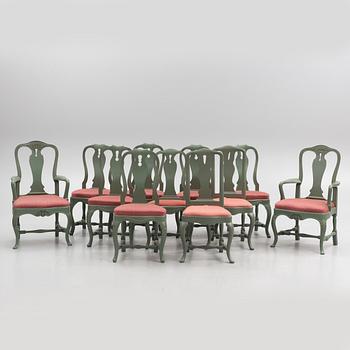 A 12-piece Rococo style dining suite, second half of the 20th Century.