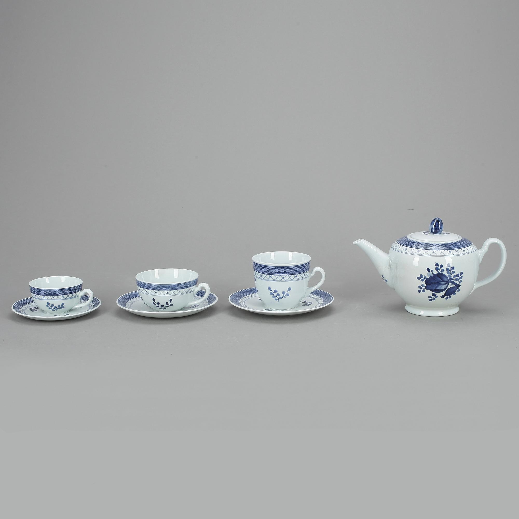 SERVISDELAR, 22 delar, fajans,"Tranquebar", Royal Copenhagen, 1900-tal.