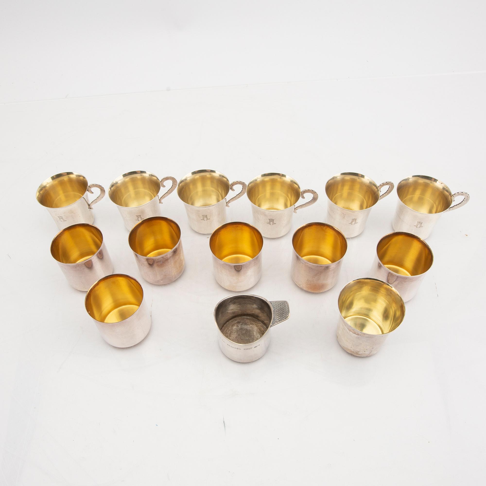 Supkoppar 6+6+1+1 st silver 1900-tal.