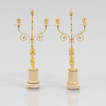 A pair of Candelabra, Empire style, late 20th century.