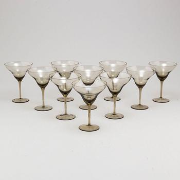 Ten champagne glasses/bowls, 1920s.