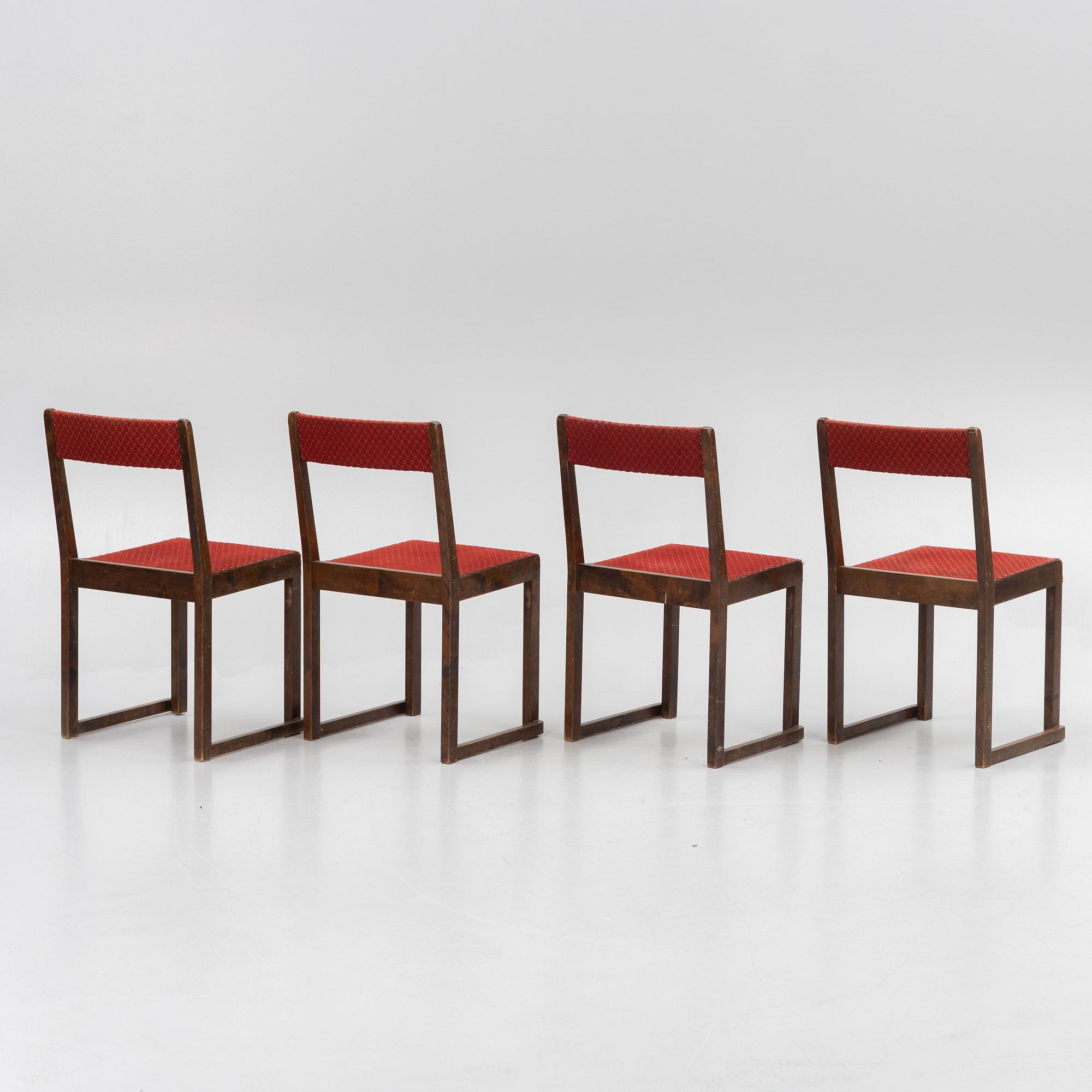 Sven Markelius, Chairs, 4 pcs, so-called "Orchestra Chairs", mid-20th century.