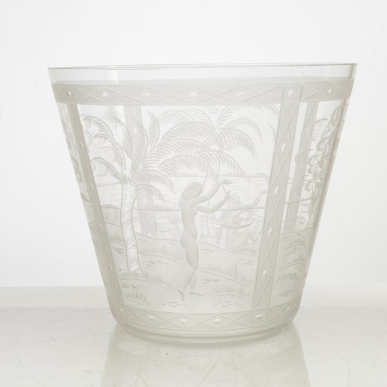Edward Hald, a glass bowl/vase, Orrefors, Sweden,.