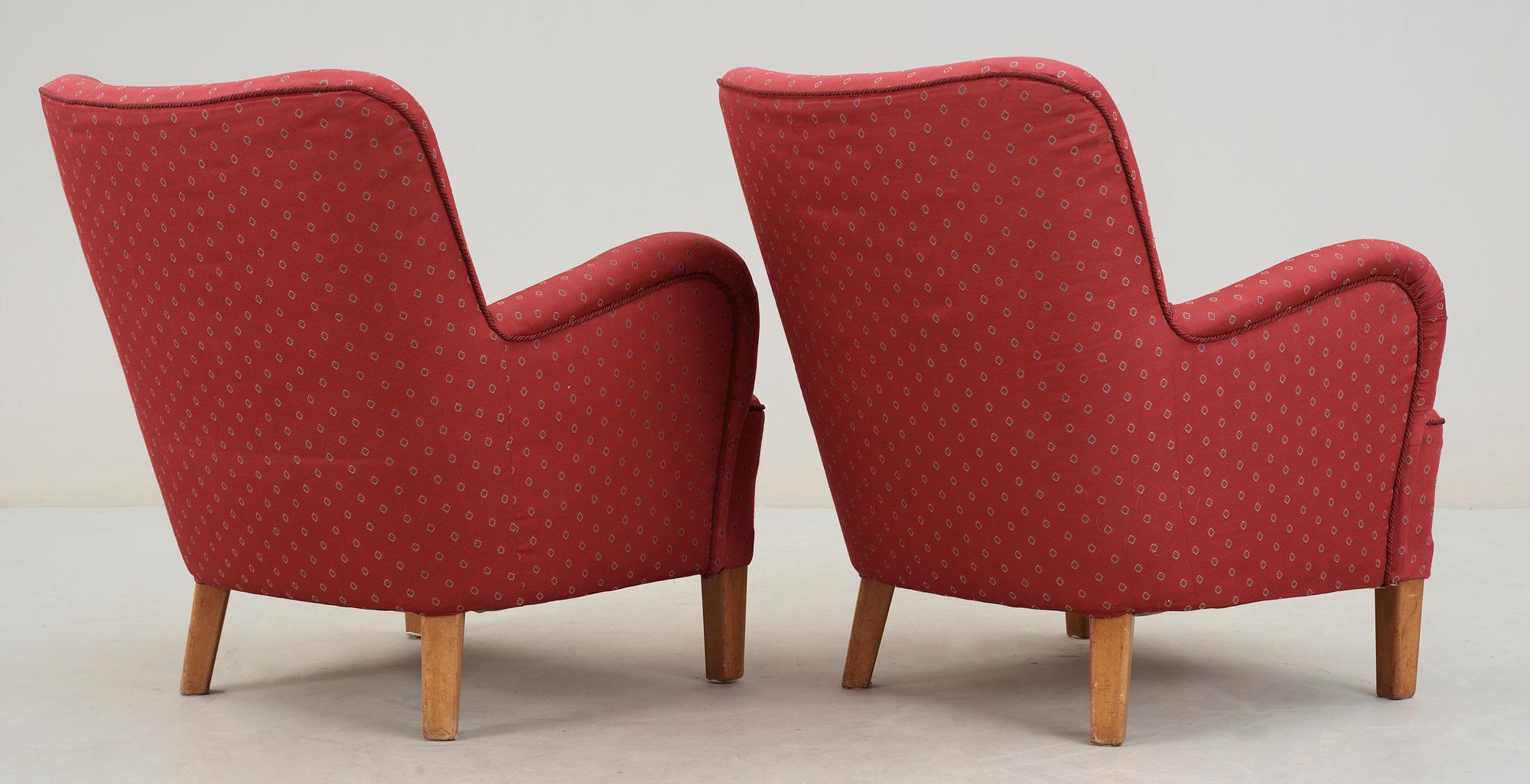 FÅTÖLJER, ett par, 1940-tal.