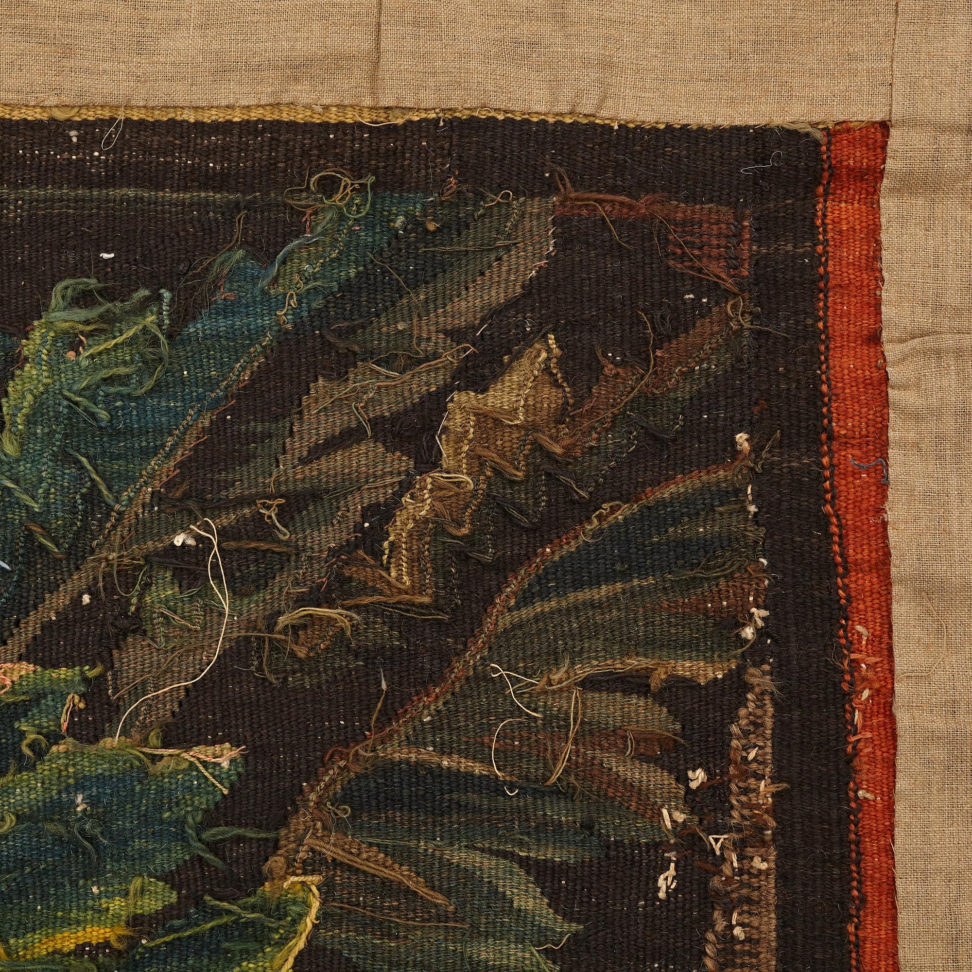 Vävd tapet, "Verdure", gobelängteknik, ca 280,5-290 x 432,5-436 cm, signerad ViTRA.M.R.D'AVBVSON.