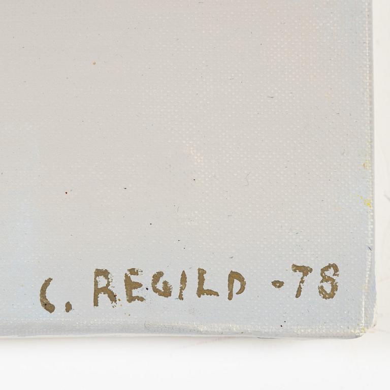 Carsten Regild, mixed media on canvas, signed and dated -78.