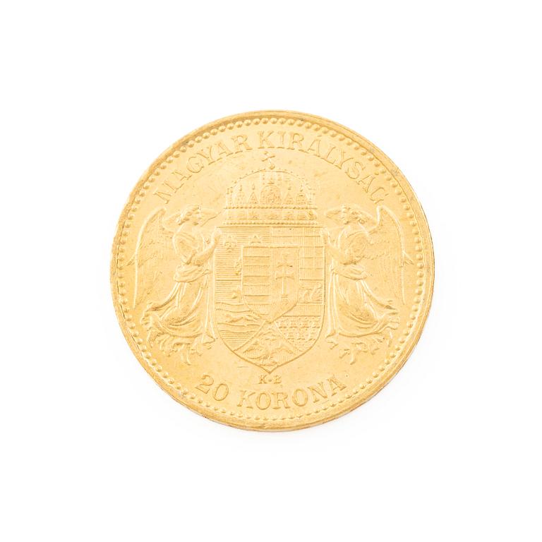 Gold coin, Hungary, 20 Korona, 1898.