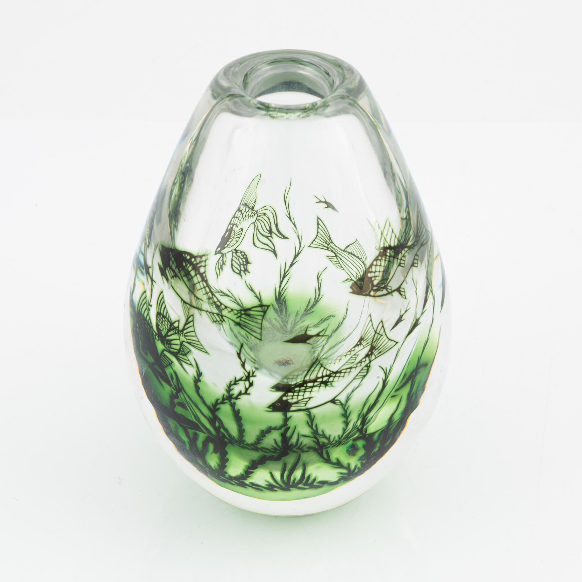 Edward Hald, a graal vase, Orrefors Sweden 1974.