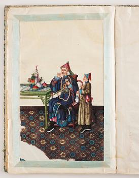 An album with 12 Chinese paintings by anonymous artist, Qing dynasty, 19th Century.