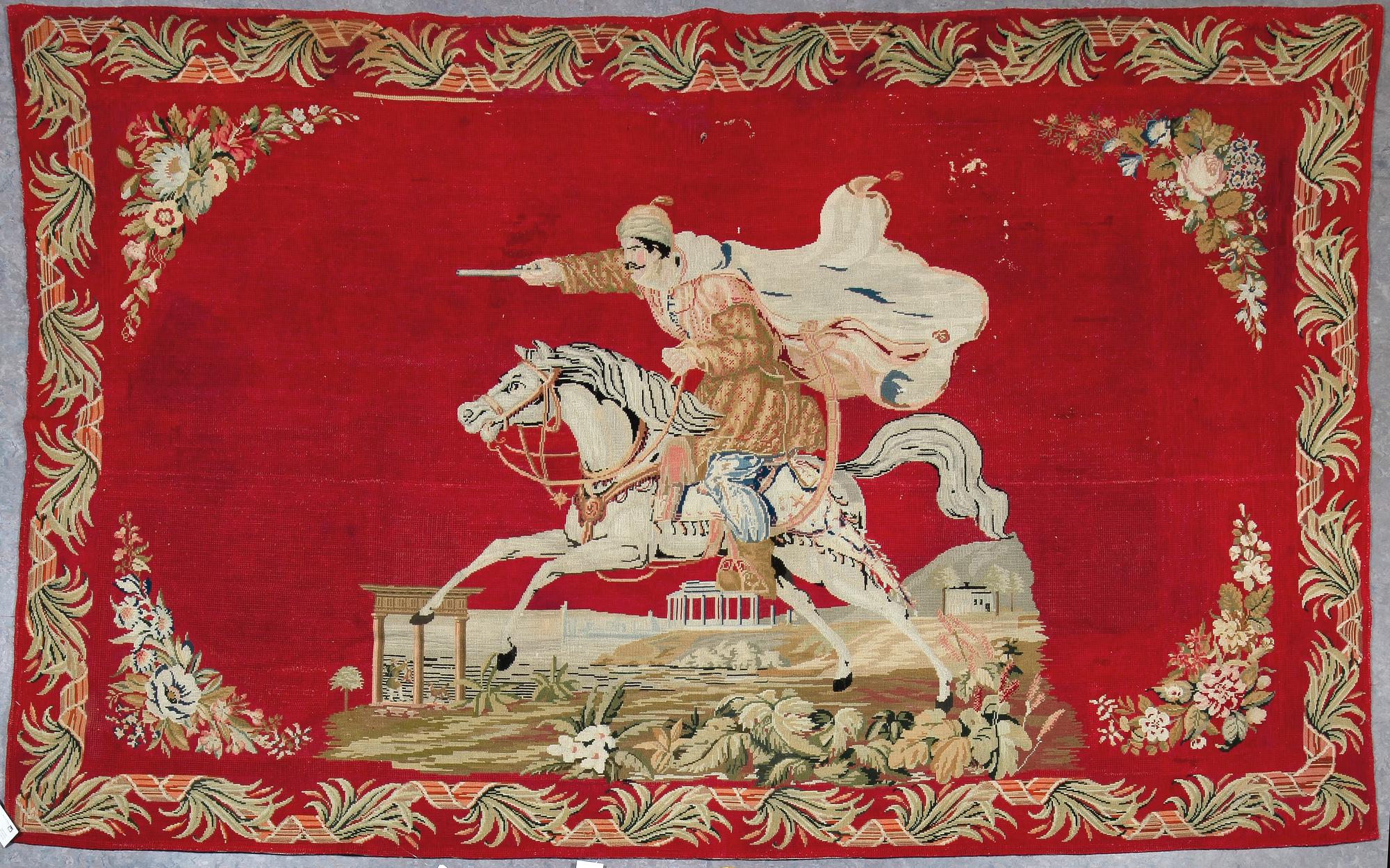 VÄGGBONAD, korsstygn, 1800-talets mitt, ca 230x280.